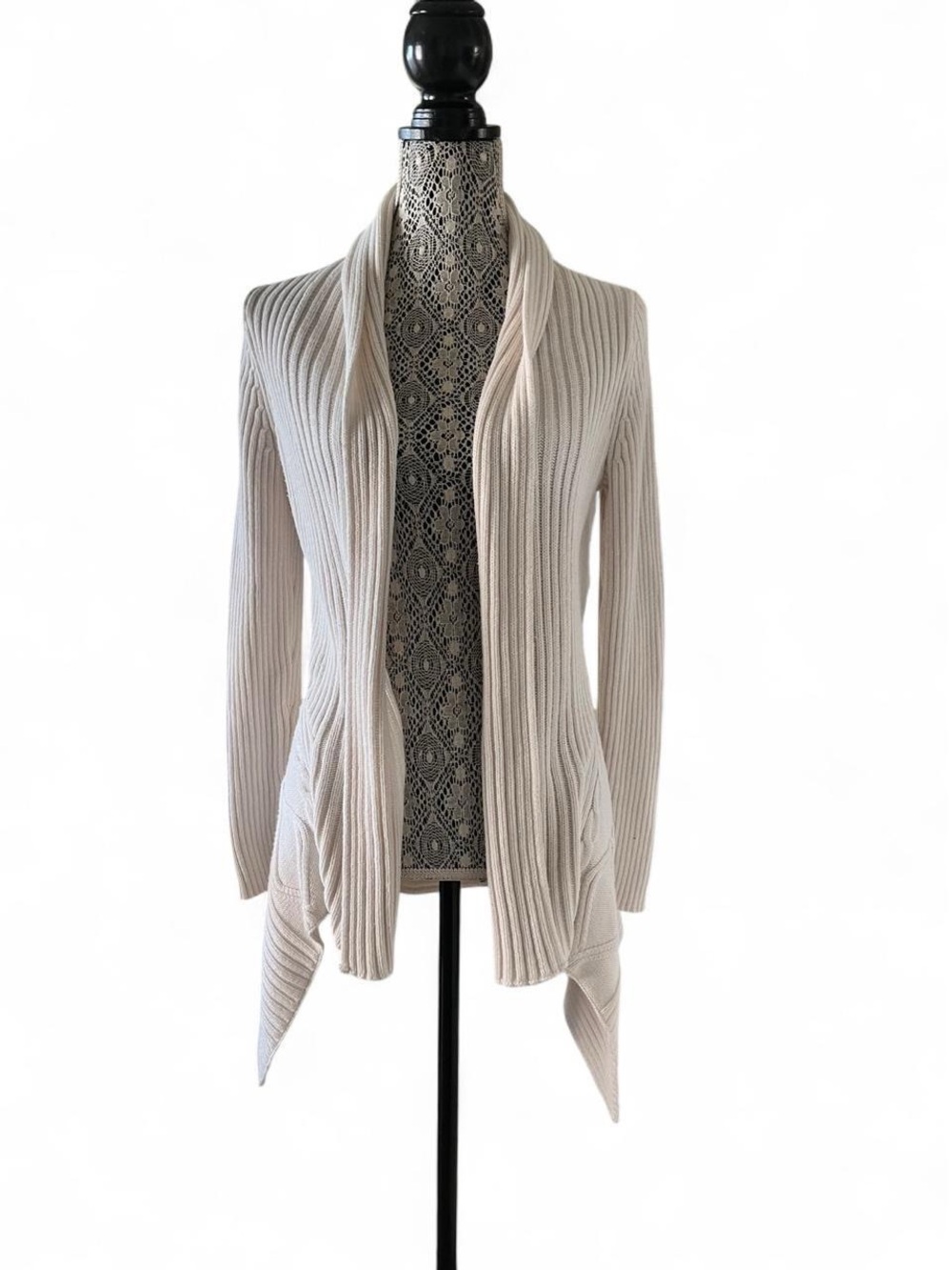 Merona Cream Ribbed Open-Front Cardigan - Picture 2 of 5